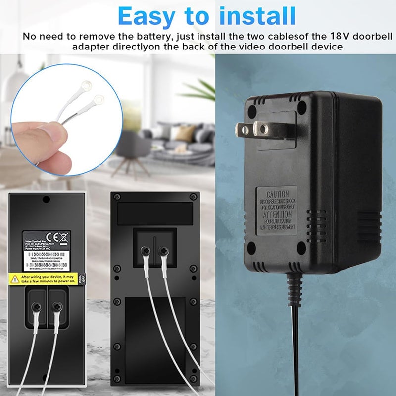 Ousaly 18V1000mA Video Doorbell Power Adapter for Video Doorbell, Ring Video Doorbell Pro and Ring Video Doorbell 2,Transformer Compatible with Zmodo Smart Doorbell and Nest Hello Doorbell(26Ft Power Cord) - Image 2